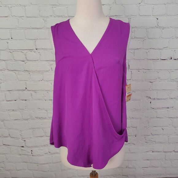 RACHEL Rachel Roy Orchid Faux Wrap Sleeveless Blouse S NEW - Picture 1 of 6